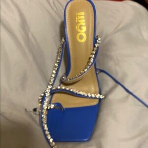 EGO Blue Heels with Rhinestone Straps